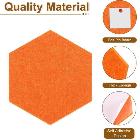 UXCELL 6 PCS Hexagon Felt Board مع 40 PCS Pushpins 8.7 "× 7.5" اللمسات اللاصقة ذات النشرة ذاتية لوحات الفلين لزخارف الجدران لصق الملاحظات. in Saudi Arabia