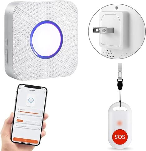 WiFi Caregiver Pager Wireless Call Button System Nurse Alert لنظام المنازل/المسنين/المريض/معطل مع تطبيق الهاتف واحد مكالمة واحدة مستقبل WiFi (يدعم فقط 2.4 جيجا هرتز Wi-Fi) in Kuwait