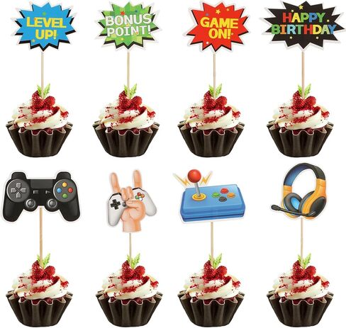 40pcs فيديو لعبة Cupcake Toppers 8 Styles Cupcake يختار ديكورات للأطفال المتجمعون على لعبة Cupcake Decortations for Game Sime in Kuwait