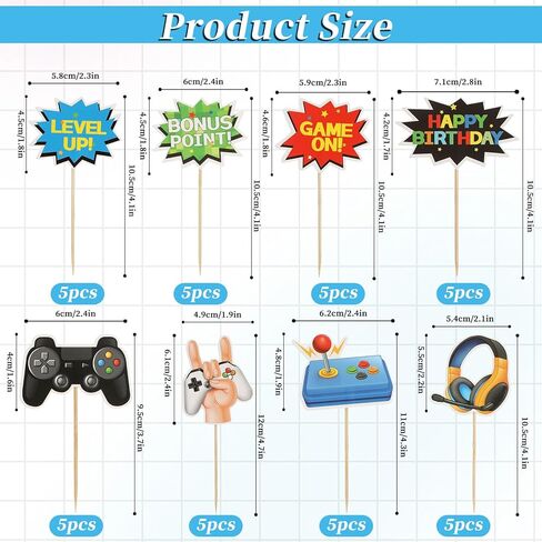 40pcs فيديو لعبة Cupcake Toppers 8 Styles Cupcake يختار ديكورات للأطفال المتجمعون على لعبة Cupcake Decortations for Game Sime in Kuwait