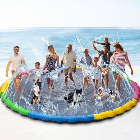 16 ft Giant Inflatable Splash Pad Extra Large 192" 2025 Update Non Slip Pad for Adults Large Dogs Pets Giant Thicken Sprinkler Pool Summer Outdoor Fun Backyard Fountain Play Mat (Classic Style) in Saudi Arabia