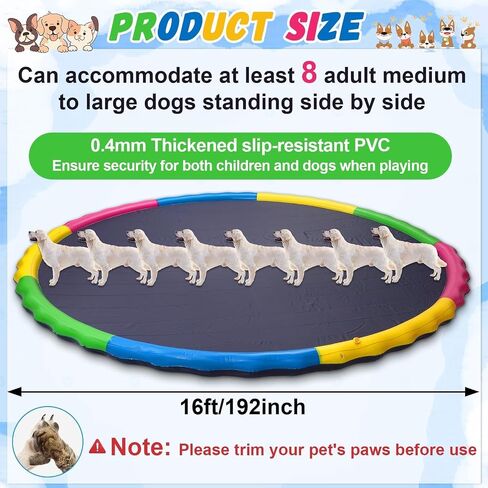 16 ft Giant Inflatable Splash Pad Extra Large 192" 2025 Update Non Slip Pad for Adults Large Dogs Pets Giant Thicken Sprinkler Pool Summer Outdoor Fun Backyard Fountain Play Mat (Classic Style) in Saudi Arabia