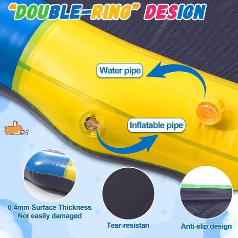 16 ft Giant Inflatable Splash Pad Extra Large 192" 2025 Update Non Slip Pad for Adults Large Dogs Pets Giant Thicken Sprinkler Pool Summer Outdoor Fun Backyard Fountain Play Mat (Classic Style) in Saudi Arabia