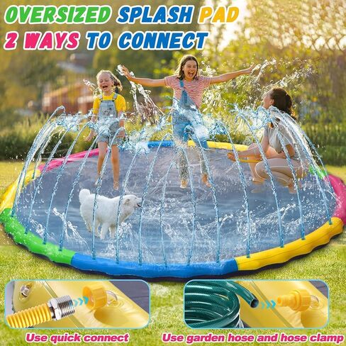 16 ft Giant Inflatable Splash Pad Extra Large 192" 2025 Update Non Slip Pad for Adults Large Dogs Pets Giant Thicken Sprinkler Pool Summer Outdoor Fun Backyard Fountain Play Mat (Classic Style) in Saudi Arabia