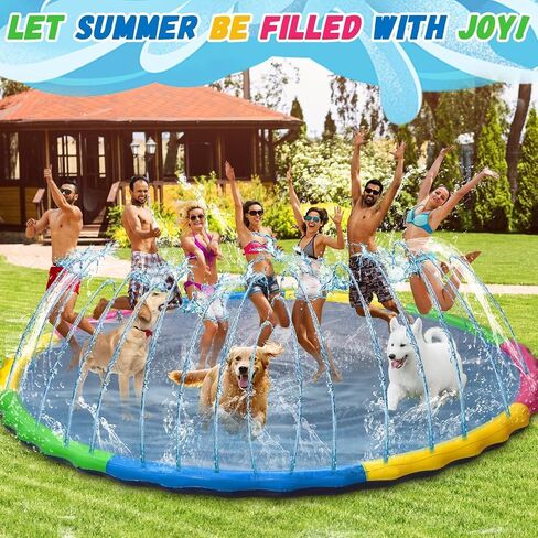 16 ft Giant Inflatable Splash Pad Extra Large 192" 2025 Update Non Slip Pad for Adults Large Dogs Pets Giant Thicken Sprinkler Pool Summer Outdoor Fun Backyard Fountain Play Mat (Classic Style) in Saudi Arabia