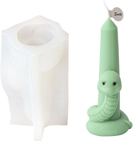 Snake Taper Candle Mold, 3D Snake Pillar Candle Mold, Animal Long Cylinder Candle Molds, Pillar Cylinder Shape Silicone Mold for Soy Wax Candle, DIY Crafts (Snake) in Kuwait
