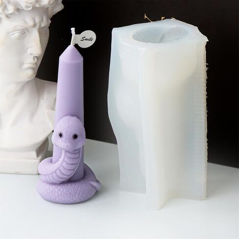 Snake Taper Candle Mold, 3D Snake Pillar Candle Mold, Animal Long Cylinder Candle Molds, Pillar Cylinder Shape Silicone Mold for Soy Wax Candle, DIY Crafts (Snake) in Kuwait