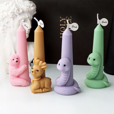 Snake Taper Candle Mold, 3D Snake Pillar Candle Mold, Animal Long Cylinder Candle Molds, Pillar Cylinder Shape Silicone Mold for Soy Wax Candle, DIY Crafts (Snake) in Kuwait