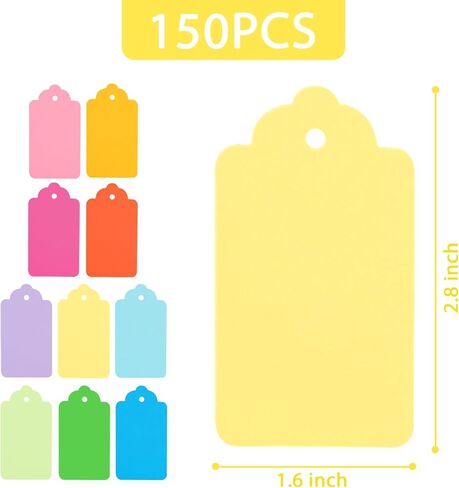 VGOODALL 150PCS Kraft Paper Tags with Strings, Small Gift Tags Brown Hanging Labels for Gift Box Name Clothes in Saudi Arabia