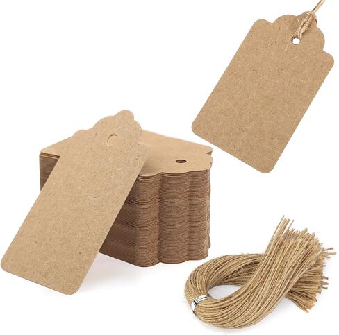 VGOODALL 150PCS Kraft Paper Tags with Strings, Small Gift Tags Brown Hanging Labels for Gift Box Name Clothes in Saudi Arabia