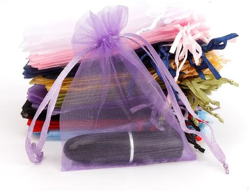 najdeiuyt Organza Bags 4x5 Inch 50Pcs Sheer Small Mesh Drawstring Gift Bags for Sachet Party Favor Wedding Easter Baby Shower Birthday Christmas Valentines Jewelry Pouches Candy Soap Makeup, White in Kuwait