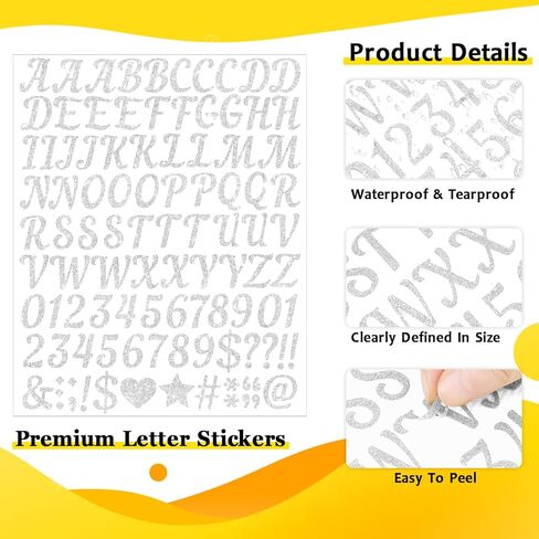 1224 Pcs 12 Sheets Gold Letter Stickers Glitter Alphabet Number Self Adhesive Waterproof Vinyl Stick on Letters for Mailbox Water Bottles Cup Bulletin Board Crafts Sign Classroom Decor (Gold,1 Inch) in Kuwait