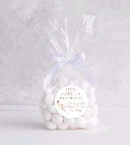 A Little Wildflower Is On Her Way Baby Shower Favor Stickers for Girls, Wildflower Baby Sprinkle Thank You Party Favor Labels, Round Favor Stickers, 40 Pack, 2 inch Stickers in Saudi Arabia