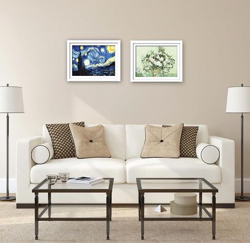 NIHO-JIUMA Diamond Painting Pine Frame, Suitable For 12x16 Inches/30x40 Centimeters Diamond Art Or Oil Painting Photos, Acrylic Frame (2 Packs, White) in Saudi Arabia