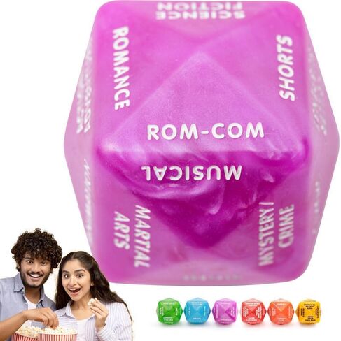 Movie Decision Dice - Fun Movie Night Dice with 24 Genres | Purple with Easy-to-Read White Text in Saudi Arabia