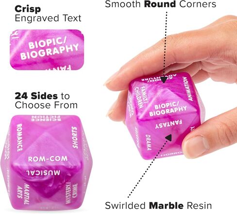 Movie Decision Dice - Fun Movie Night Dice with 24 Genres | Purple with Easy-to-Read White Text in Saudi Arabia