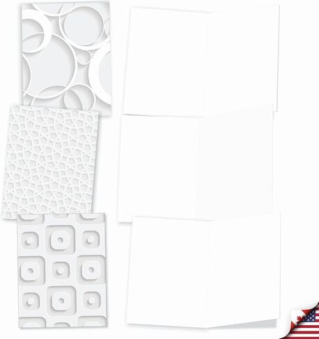 The Best Card Company - 10 Assorted All Occasion Blank Clean Modern Notecards Pack with Envelopes (4 x 5.12 Inch) – Not Die-Cut, Elegant Note Cards Variety Box Set - White on White M2031 in Kuwait