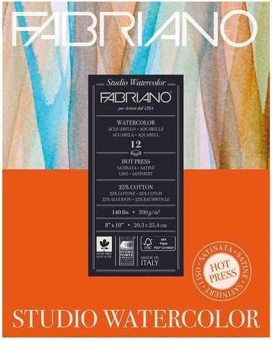 Fabriano Studio Hot Press Watercolor Pad, 8 x 10, White in Kuwait