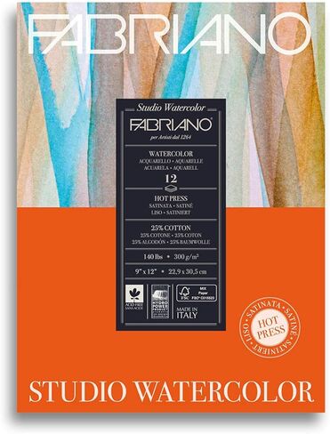 Fabriano Studio Hot Press Watercolor Pad, 8 x 10, White in Kuwait