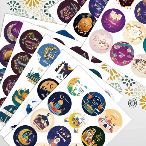 Eid Mubarak Stickers, 288 PCS Ramadan Kareem Stickers Gift Tag Labels for Islamic Muslim Ramadan Mubarak Stickers, Muslim Eid Party Gift Decorations Tags Supplies in Kuwait