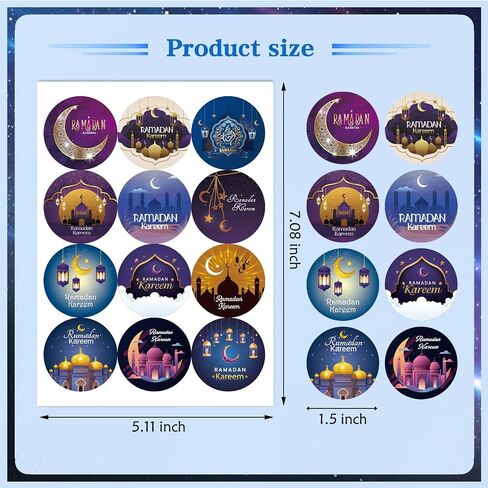 Eid Mubarak Stickers, 288 PCS Ramadan Kareem Stickers Gift Tag Labels for Islamic Muslim Ramadan Mubarak Stickers, Muslim Eid Party Gift Decorations Tags Supplies in Kuwait