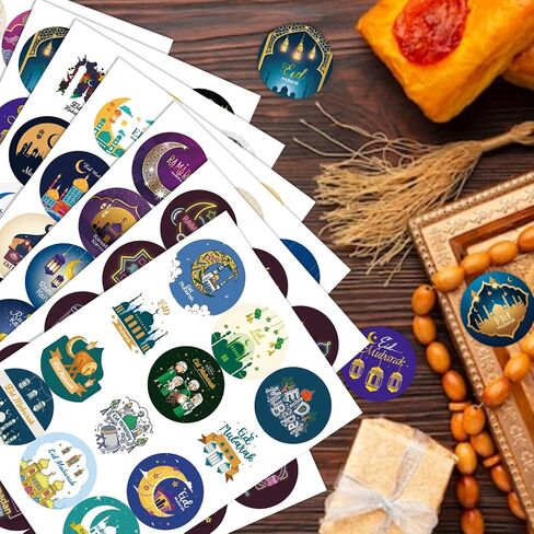 Eid Mubarak Stickers, 288 PCS Ramadan Kareem Stickers Gift Tag Labels for Islamic Muslim Ramadan Mubarak Stickers, Muslim Eid Party Gift Decorations Tags Supplies in Kuwait
