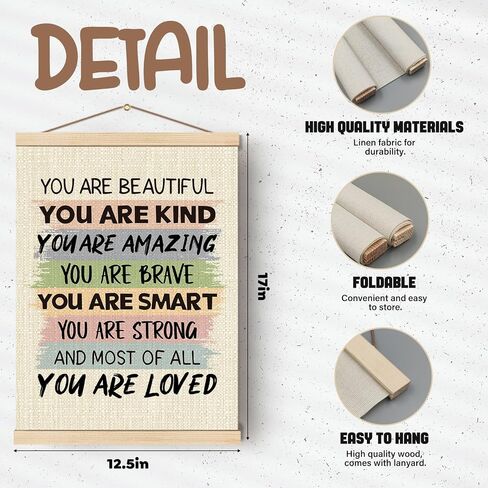 Boat Wades Affirmation For Kids, Positive Affirmations Boho Nursery Poster Hanger Frame, Inspirational Wall Art Hanging Banner Decor for Kids Room Classroom Nursery Playroom, 12x16 in Kuwait