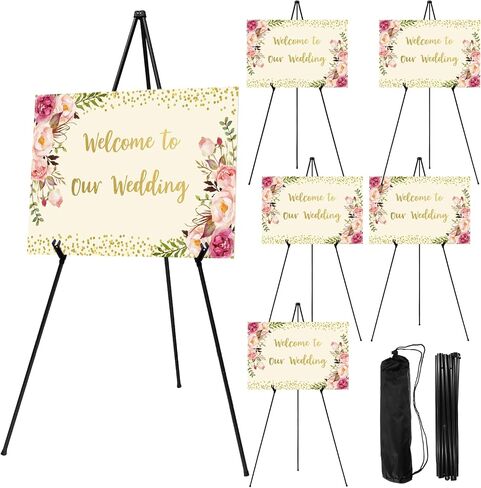 2pcs Stand Stand Stand Black for Wedding Sign Stand ، و 65 بوصة معدنية قابلة للتعديل للعرض ، ومستحضر محمول الحفل لحفل الزفاف ، وعرض العرض ، والفنون ، والملصق مع أكياس محمولة in Kuwait