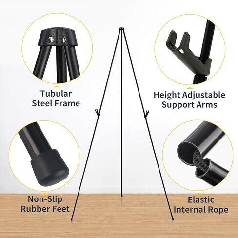 2pcs Stand Stand Stand Black for Wedding Sign Stand ، و 65 بوصة معدنية قابلة للتعديل للعرض ، ومستحضر محمول الحفل لحفل الزفاف ، وعرض العرض ، والفنون ، والملصق مع أكياس محمولة in Kuwait