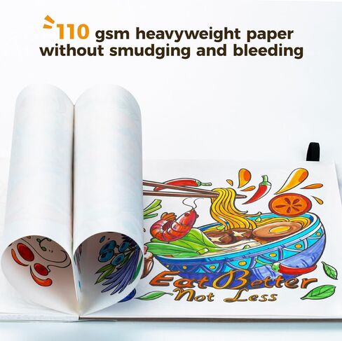 Ohuhu Markers Brush Tip 80-Colors with 72-Sheet Coloring Book - Double Tipped Markers for Adults Coloring Books - Art Marker Set Bundles with 100% Bleed-Proof Coloring Pages - Fine & Brush Dual Tips in Kuwait