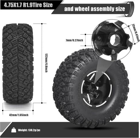 RC 1.9 Beadlock Wheels and Tires, 12mm Hex Hub Wheels 1.9 Assembled Tires Wheels for 1/10 Scale TRX4 TRX6 Axial SCX10 I II III 90046 AXI03007 Capra Redcat Gen 8 Gen 7 RC Crawler Car Rock Mud Terrain in Saudi Arabia
