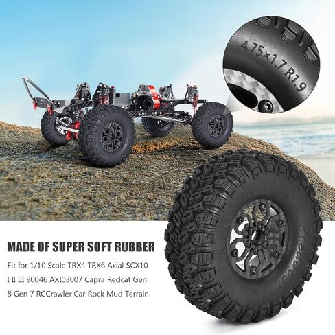RC 1.9 عجلات وإطارات Beadlock ، عجلات محور السداسي 12 مم 1.9 عجلات إطارات مجمعة لـ 1/10 مقياس TRX4 TRX6 SCX10 I III III 90046 AXI03007 CAPRA REDCAT GEN 8 GEN 7 RC CRAWLER ROCK MUD THELAIN in Kuwait