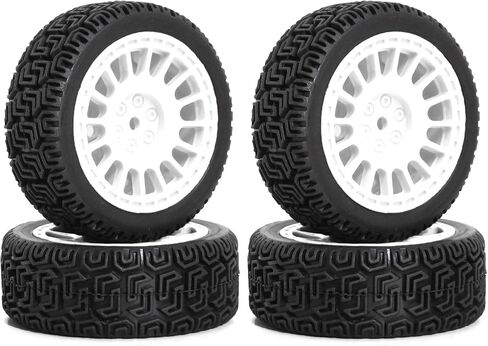 1/10 On-Road Racing Tires,68mm OD RC Rubber Wheels Tires Set 12mm Hex Fit for Traxxas HSP Tamiya TT01 TT02 HPI Kyosho HSP 1/10 On-Road Touring Car (White 2) in Kuwait