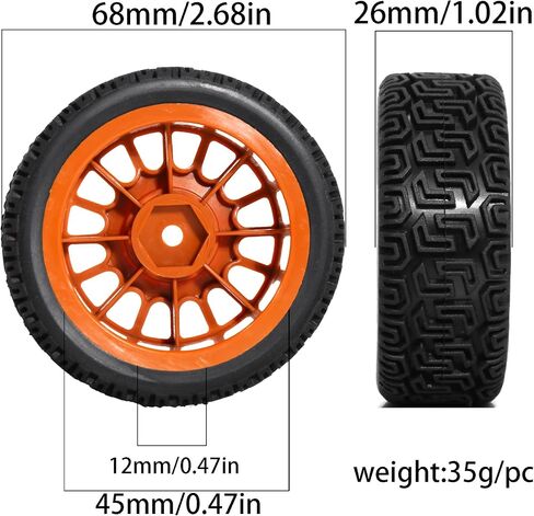 1/10 On-Road Racing Tires,68mm OD RC Rubber Wheels Tires Set 12mm Hex Fit for Traxxas HSP Tamiya TT01 TT02 HPI Kyosho HSP 1/10 On-Road Touring Car (White 2) in Kuwait