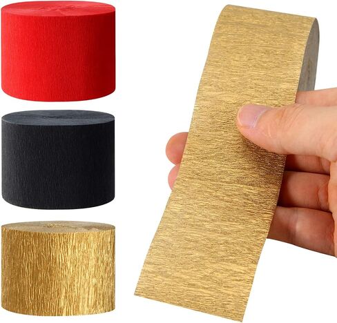 Red-Black Gold Casino-Theme Party-Decorations Streamers - 9 Rolls Graduation Wedding Birthday Baby Bridal Shower Crepe Tissue Paper Streamer Garland Decor Panduola in Saudi Arabia