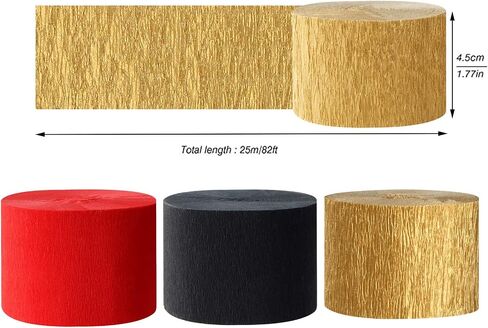 Red-Black Gold Casino-Theme Party-Decorations Streamers - 9 Rolls Graduation Wedding Birthday Baby Bridal Shower Crepe Tissue Paper Streamer Garland Decor Panduola in Saudi Arabia