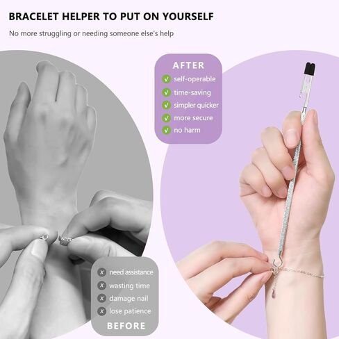 خطاف أداة سوار Changwanna - مساعد سوار جميل لوضعه على نفسك ، مجوهرات سهلة ارتداء مساعدة مساعدة الأداة ، سوار معدني ، ربط مساعد القلادة القلادة كبار السن المسنين in Kuwait