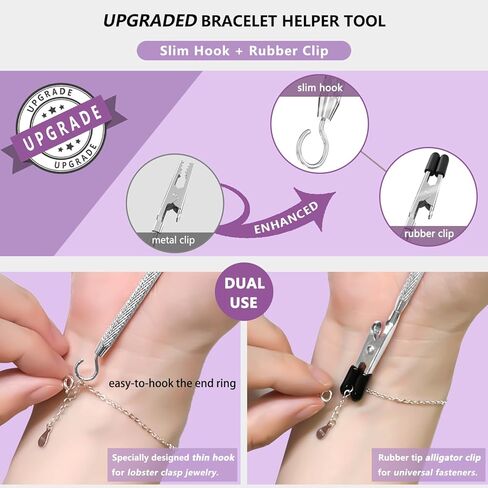 خطاف أداة سوار Changwanna - مساعد سوار جميل لوضعه على نفسك ، مجوهرات سهلة ارتداء مساعدة مساعدة الأداة ، سوار معدني ، ربط مساعد القلادة القلادة كبار السن المسنين in Kuwait