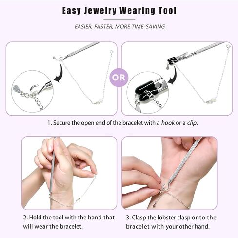 خطاف أداة سوار Changwanna - مساعد سوار جميل لوضعه على نفسك ، مجوهرات سهلة ارتداء مساعدة مساعدة الأداة ، سوار معدني ، ربط مساعد القلادة القلادة كبار السن المسنين in Kuwait