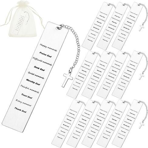 Yeaqee 12 Sets Christian Gifts Christian Bible Bookmark Inspirational Gifts for Women Men Bible Verse Bookmark Religious Book Marks with Cross and a Gauze Bag for Teen Kids Graduation Gifts (Delicate) in Saudi Arabia