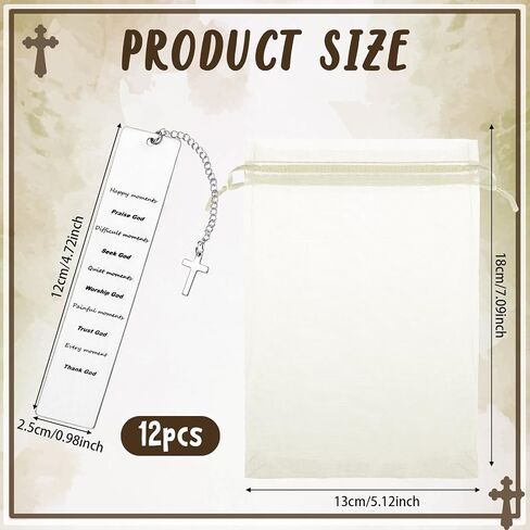 Yeaqee 12 Sets Christian Gifts Christian Bible Bookmark Inspirational Gifts for Women Men Bible Verse Bookmark Religious Book Marks with Cross and a Gauze Bag for Teen Kids Graduation Gifts (Delicate) in Saudi Arabia