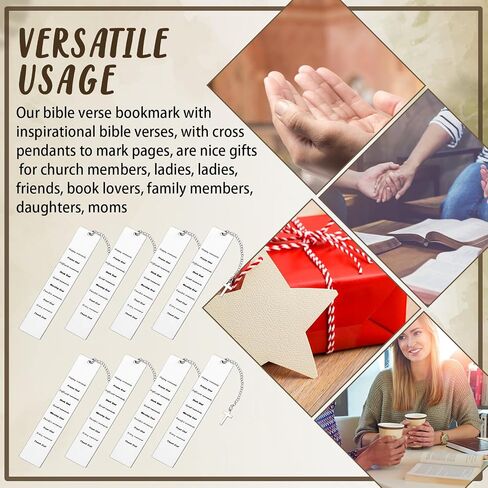 Yeaqee 12 Sets Christian Gifts Christian Bible Bookmark Inspirational Gifts for Women Men Bible Verse Bookmark Religious Book Marks with Cross and a Gauze Bag for Teen Kids Graduation Gifts (Delicate) in Saudi Arabia