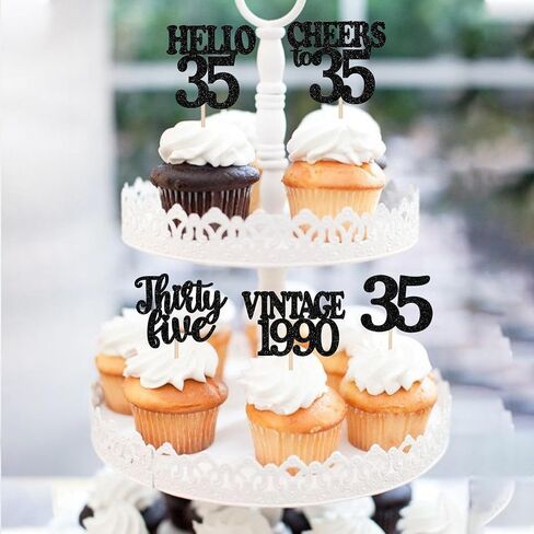 30PCS Happy 60th Birthday Cupcake Toppers Glitter Hello 60 Sixty Vintage 1965 Cupcake Picks Cheers to 60 Birthday Party Decorations for 60th Birthday Anniversary Party Cake Decorations Supplies Black in Kuwait