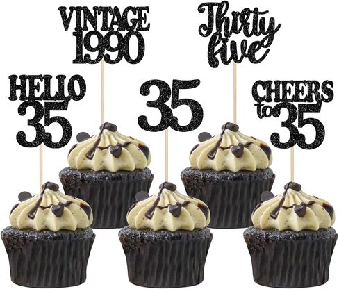 30PCS Happy 60th Birthday Cupcake Toppers Glitter Hello 60 Sixty Vintage 1965 Cupcake Picks Cheers to 60 Birthday Party Decorations for 60th Birthday Anniversary Party Cake Decorations Supplies Black in Kuwait
