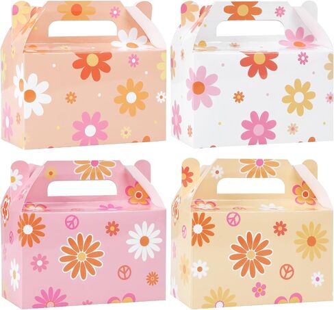 24 PCS Daisy Flower Treat Boxes Supplies Hippie Daisy Flower Flower Party Form Favors Goodie Goids Joxes for Girls Birthder Baby Shower Party Decorations Retro Hippie Boho Treat Candy Box Home in Kuwait