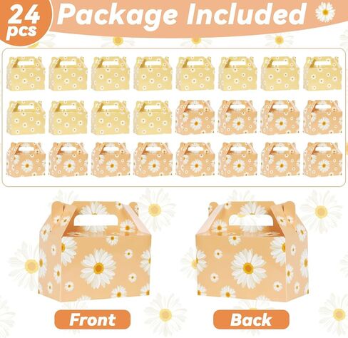 24 PCS Daisy Flower Treat Boxes Supplies Hippie Daisy Flower Flower Party Form Favors Goodie Goids Joxes for Girls Birthder Baby Shower Party Decorations Retro Hippie Boho Treat Candy Box Home in Kuwait