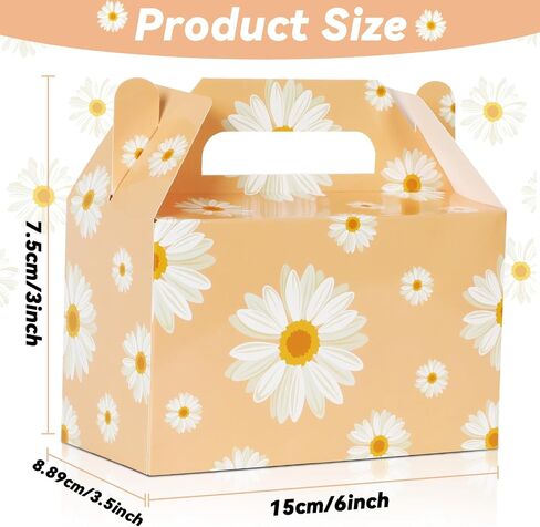 24 PCS Daisy Flower Treat Boxes Supplies Hippie Daisy Flower Flower Party Form Favors Goodie Goids Joxes for Girls Birthder Baby Shower Party Decorations Retro Hippie Boho Treat Candy Box Home in Kuwait