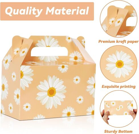 24 PCS Daisy Flower Treat Boxes Supplies Hippie Daisy Flower Flower Party Form Favors Goodie Goids Joxes for Girls Birthder Baby Shower Party Decorations Retro Hippie Boho Treat Candy Box Home in Kuwait