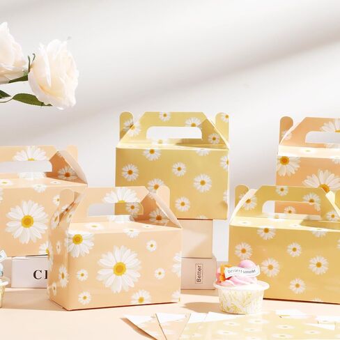 24 PCS Daisy Flower Treat Boxes Supplies Hippie Daisy Flower Flower Party Form Favors Goodie Goids Joxes for Girls Birthder Baby Shower Party Decorations Retro Hippie Boho Treat Candy Box Home in Kuwait