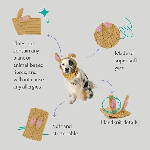 Zoo Snoods Jack Rabbit Costume - Knit Dog Snood Ear Wrap for Pets, Warm Neck Cover for Halloween and Winter (Large) in Saudi Arabia